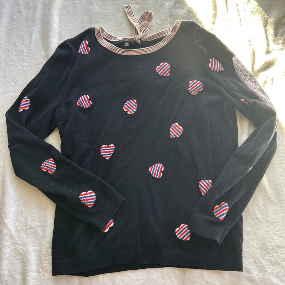 Red white and blue heart sweater